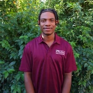 a person in a red shirt