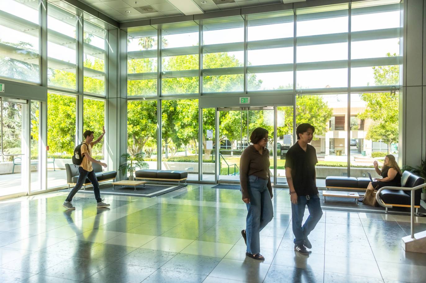 people walking in a building