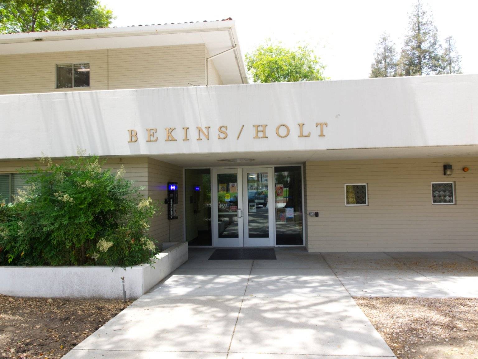 a building with a sign on the front