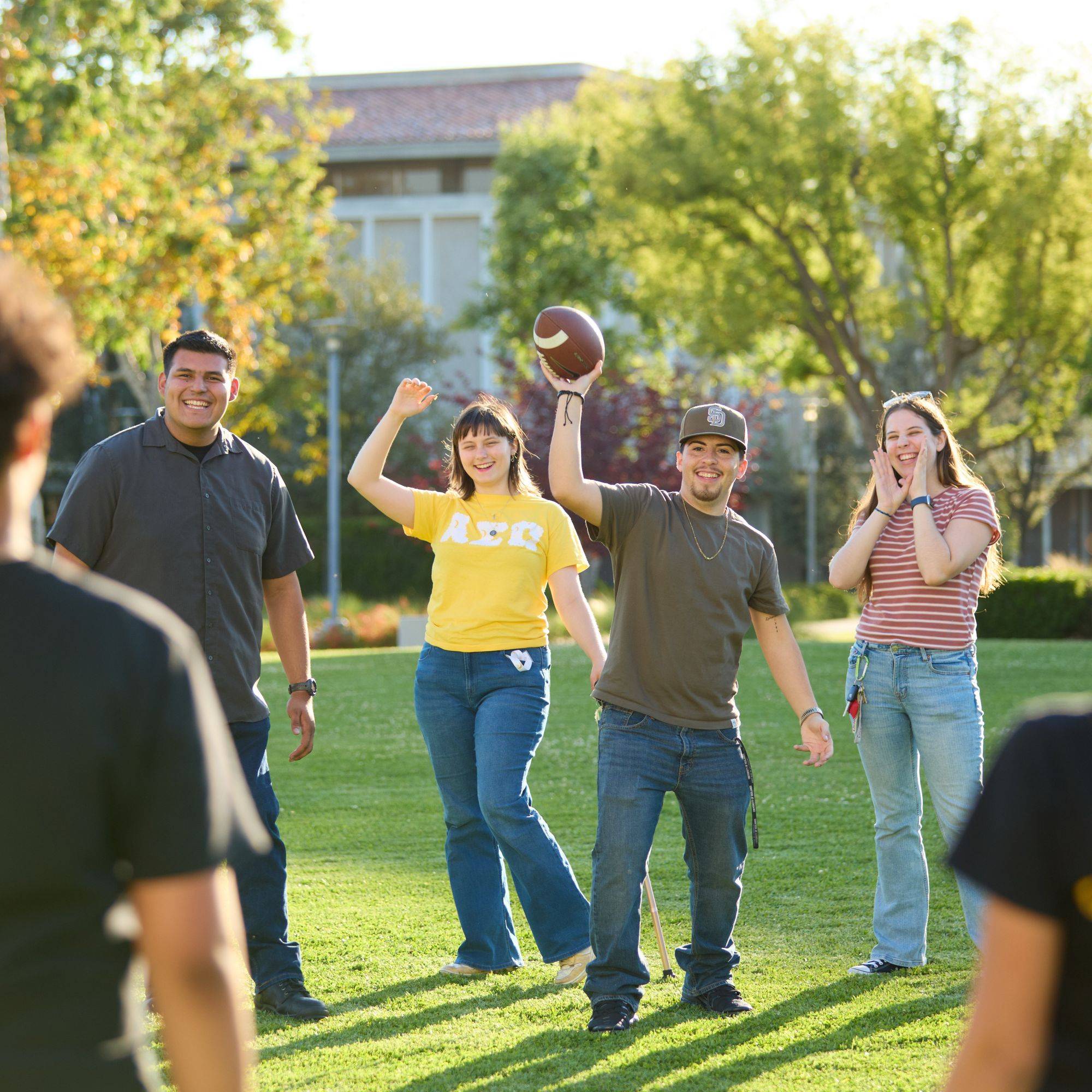 a group of people on a field