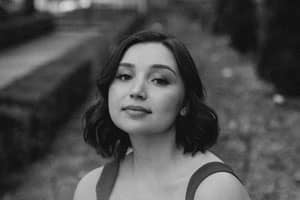 a person with short dark hair
