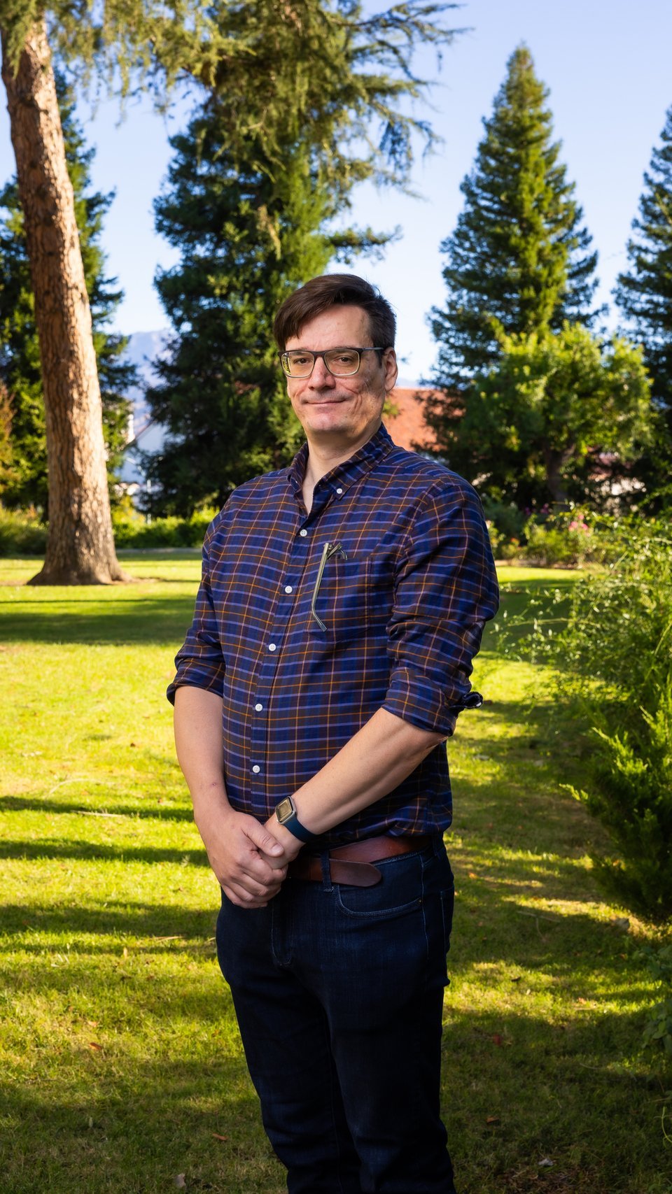 a man standing in a park