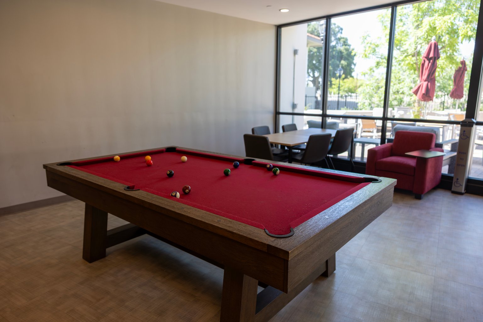 a pool table in a room