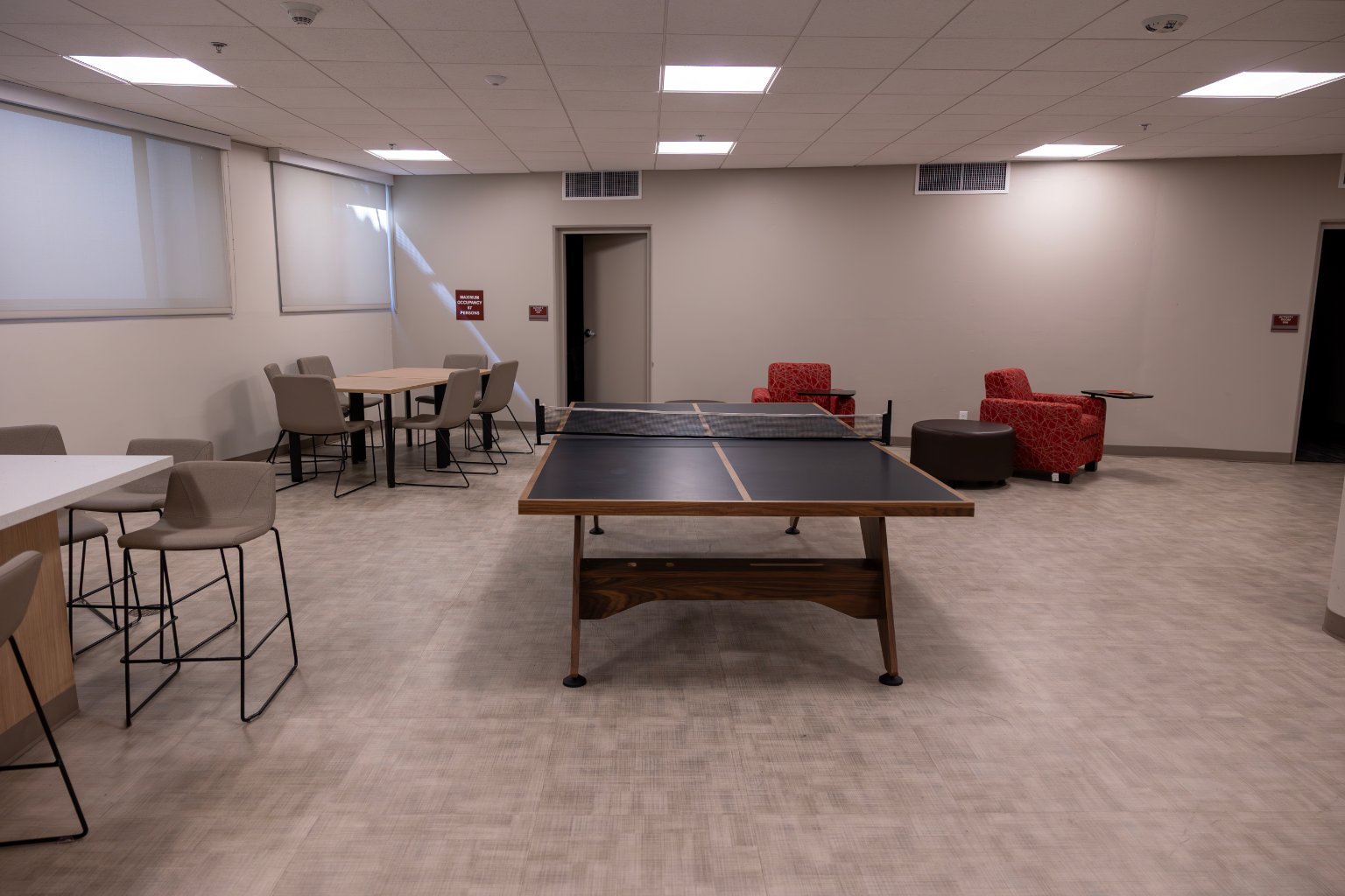 a ping pong table in a room