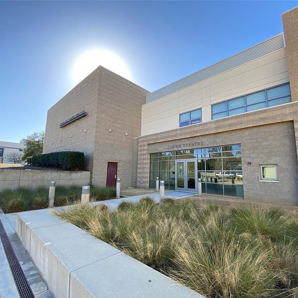 a building with a glass door