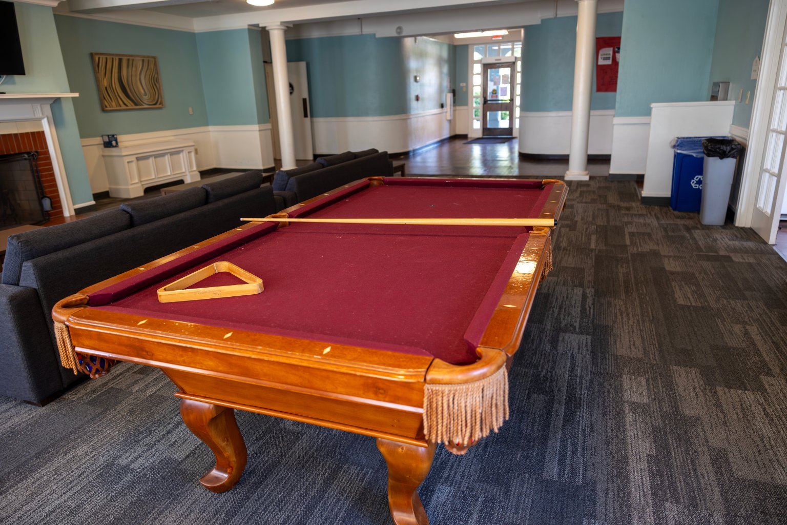 a pool table in a room