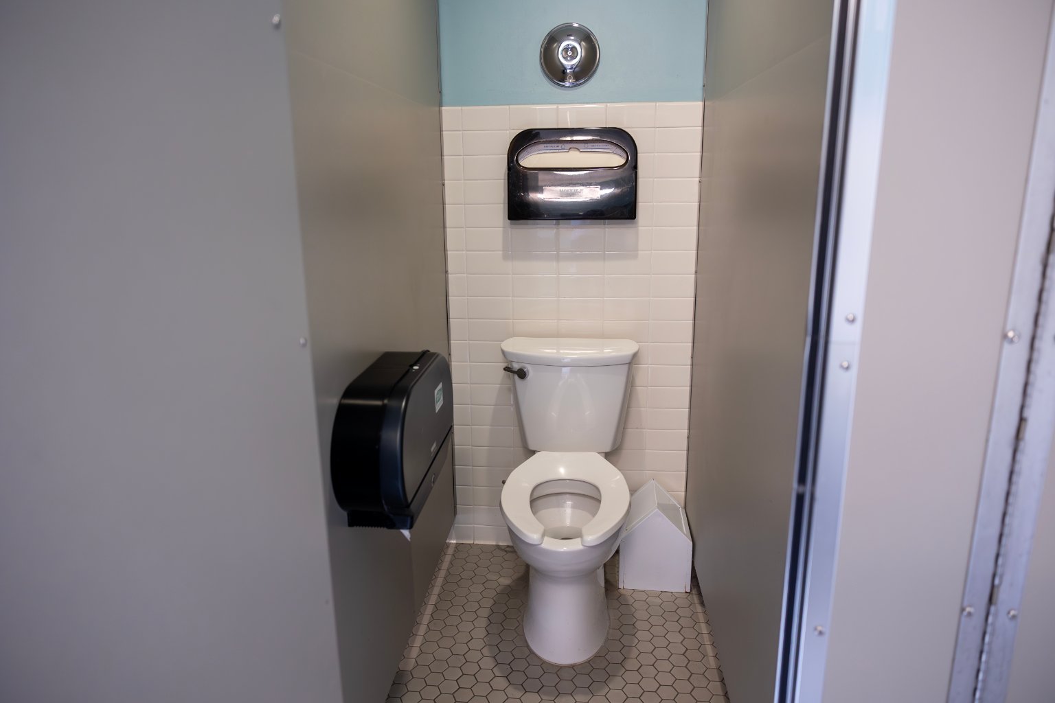 a toilet in a bathroom