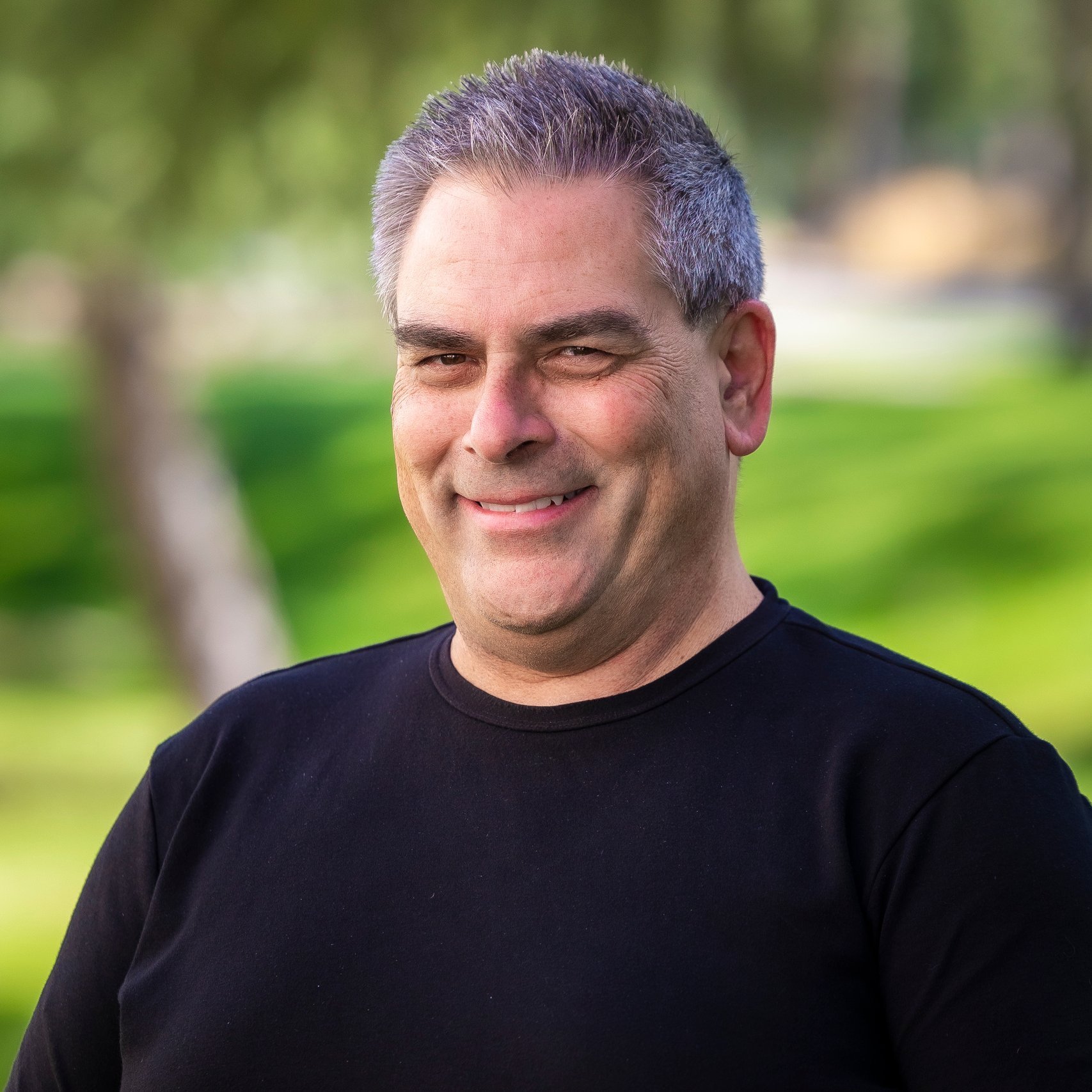 a man in a black shirt