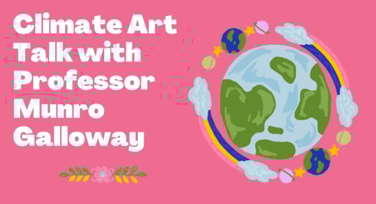 a pink background with text and a planet