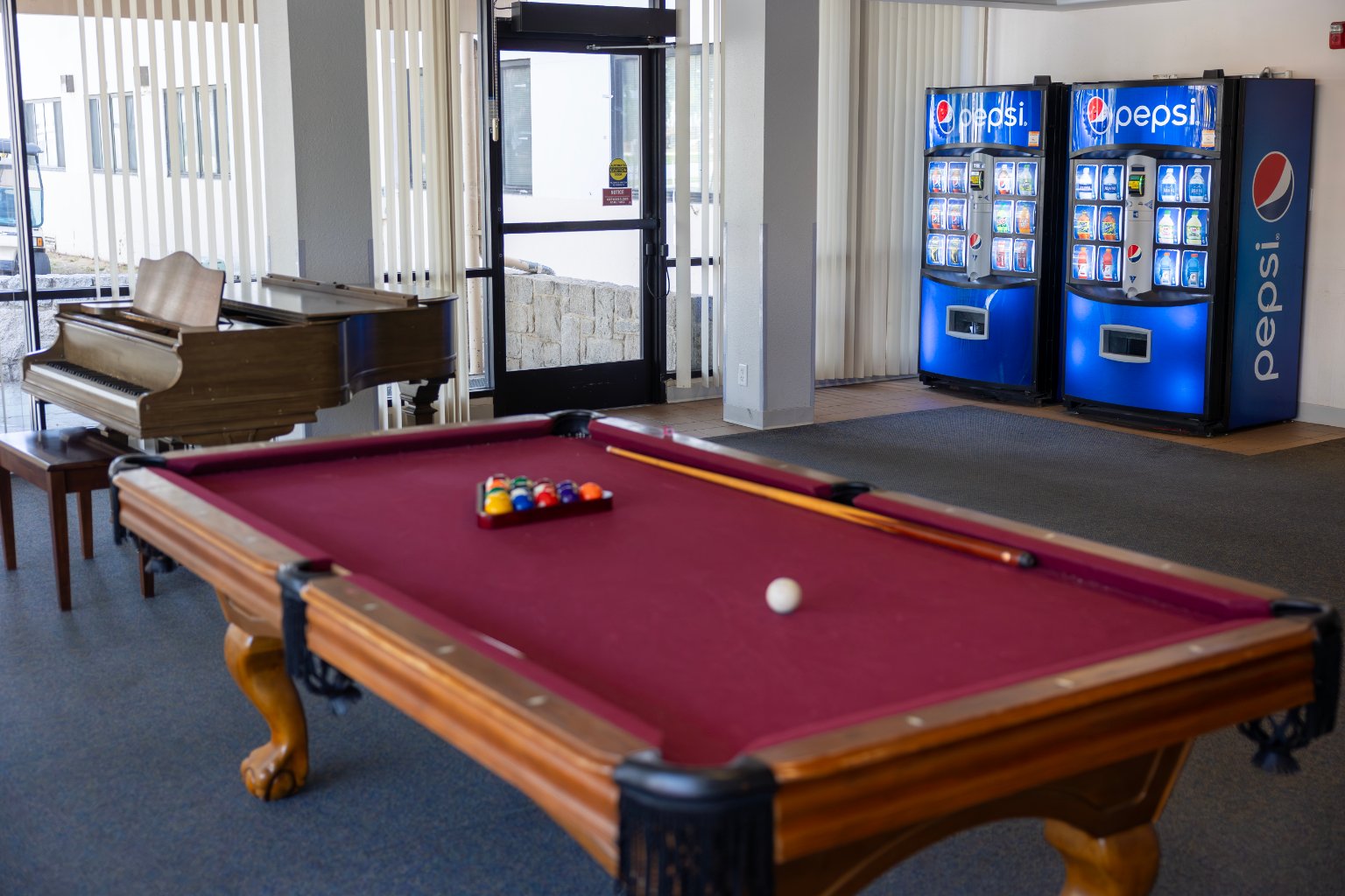 a pool table with balls on it