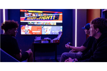 a group of people playing video games