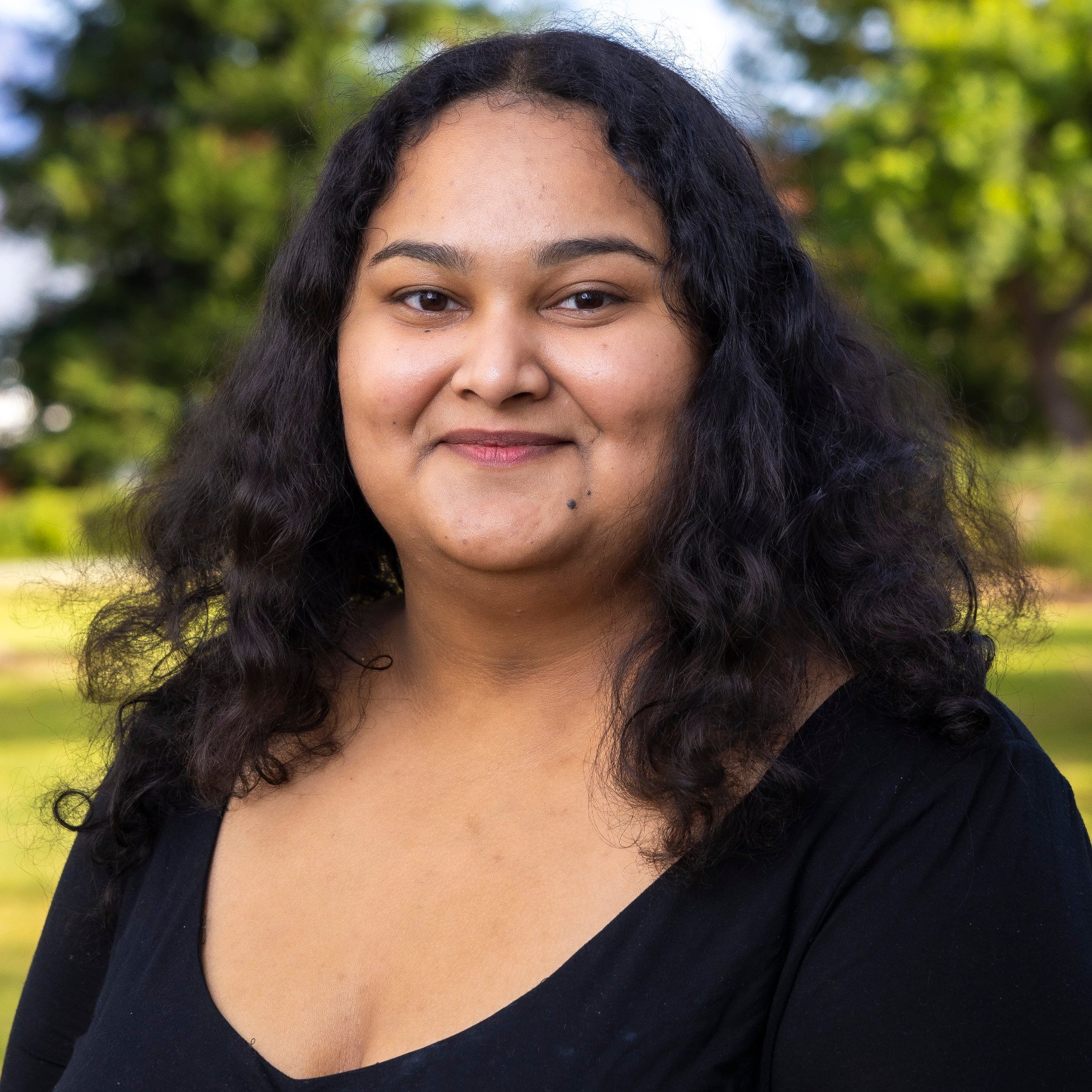 a woman with long black hair