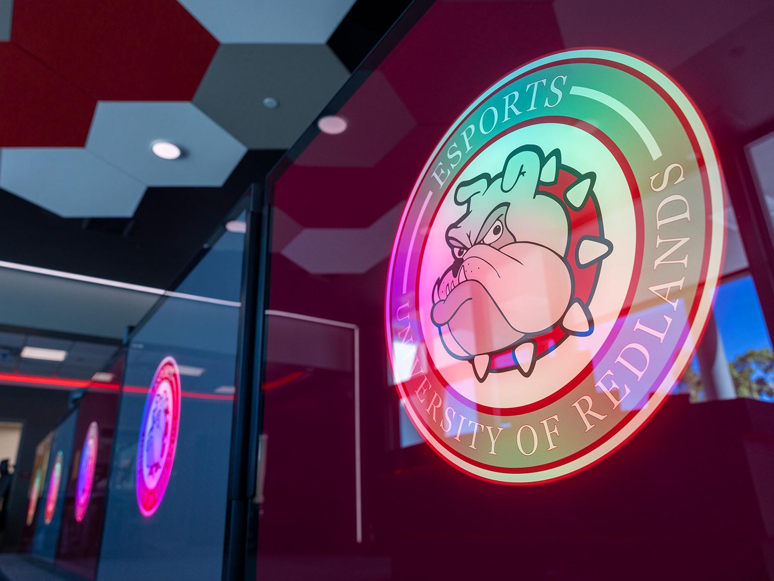 a logo on a glass wall