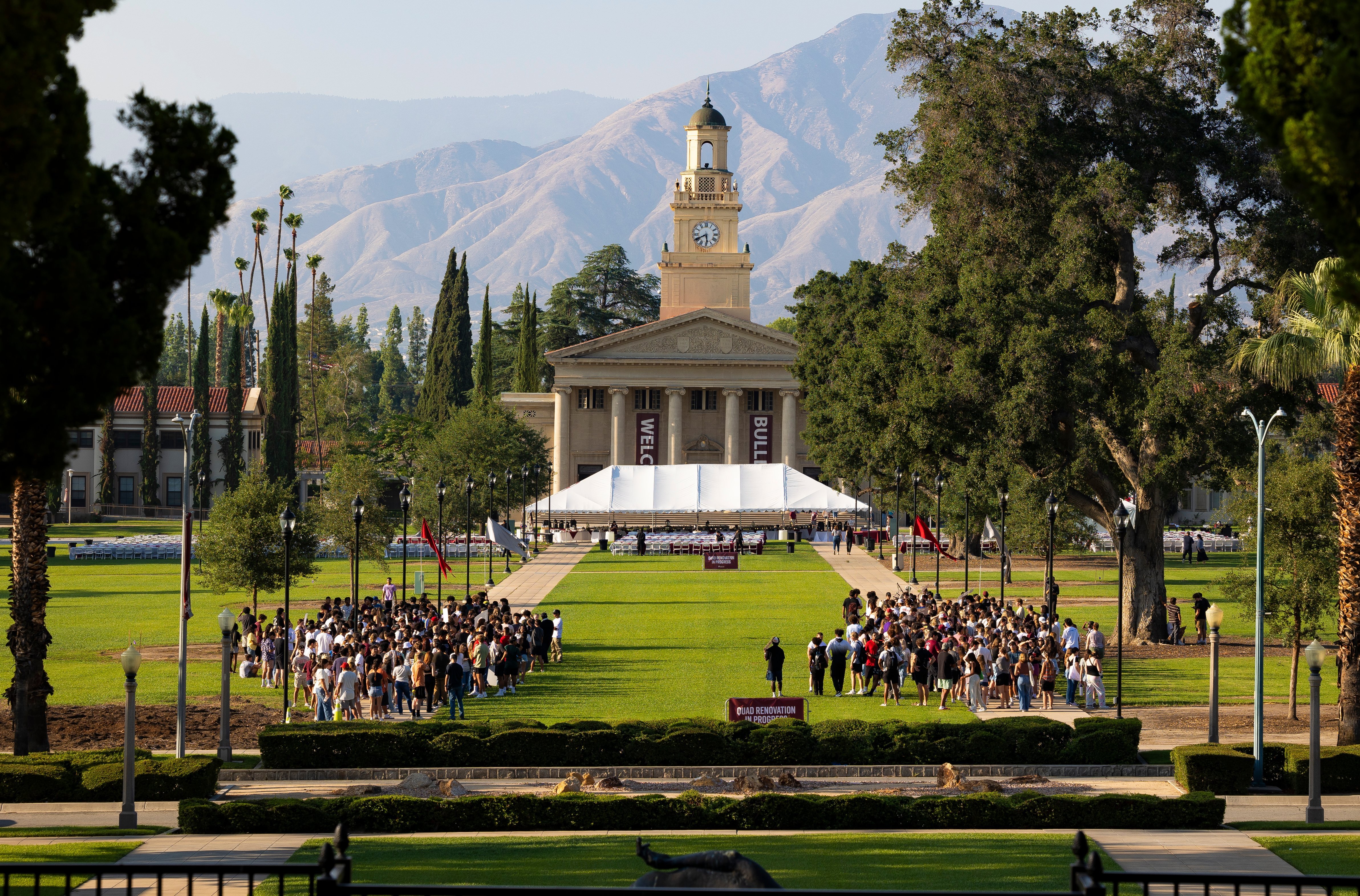 a large group of people outside a building