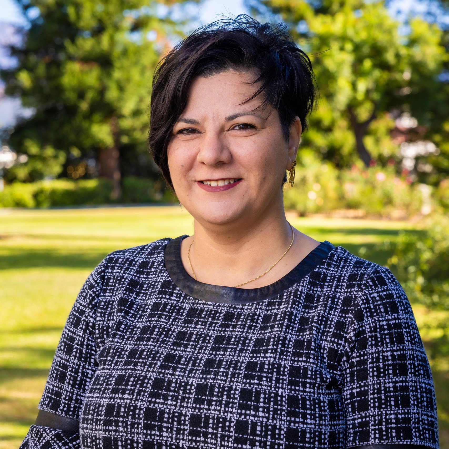 a woman smiling at camera