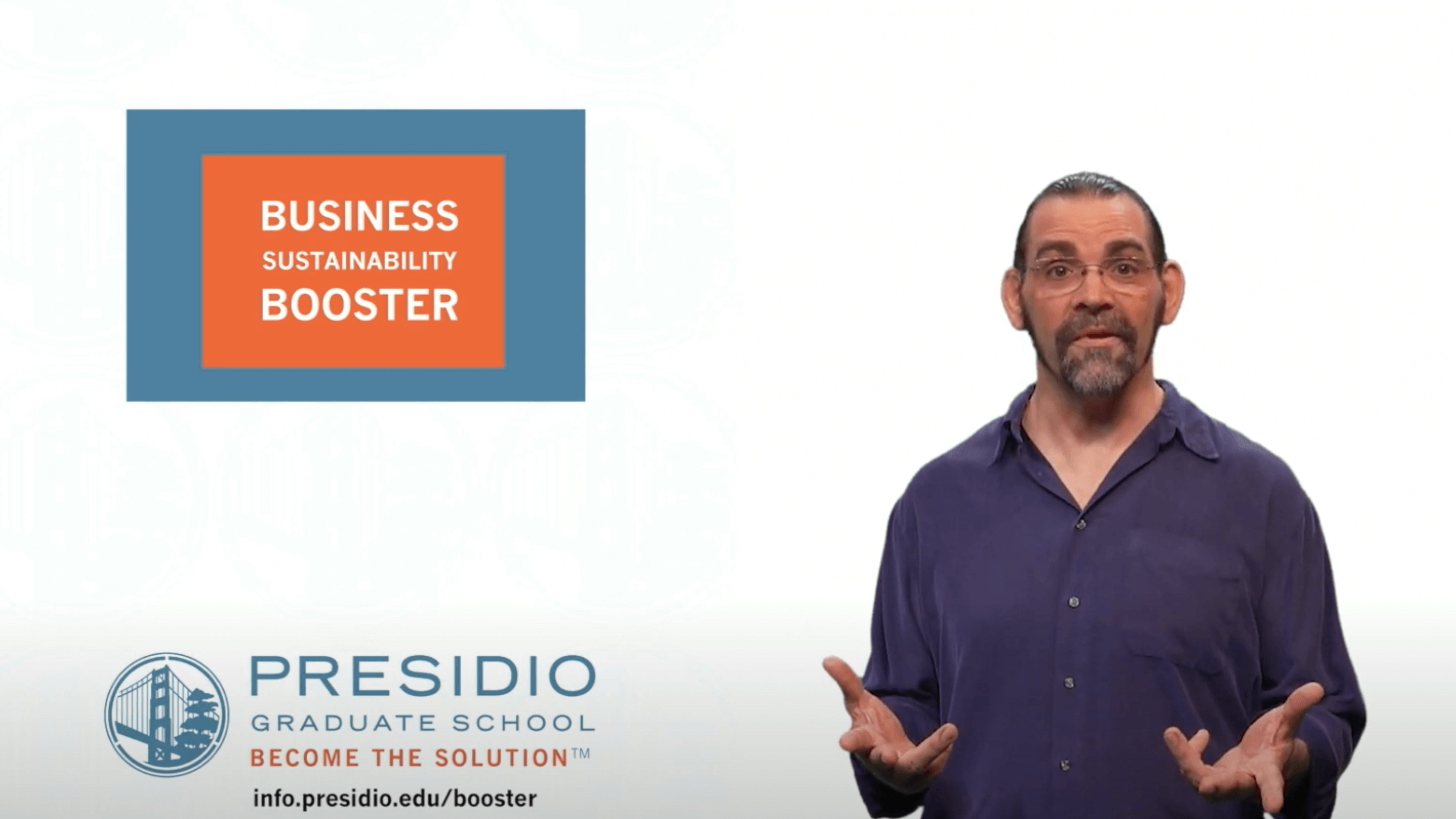 a man in a blue shirt