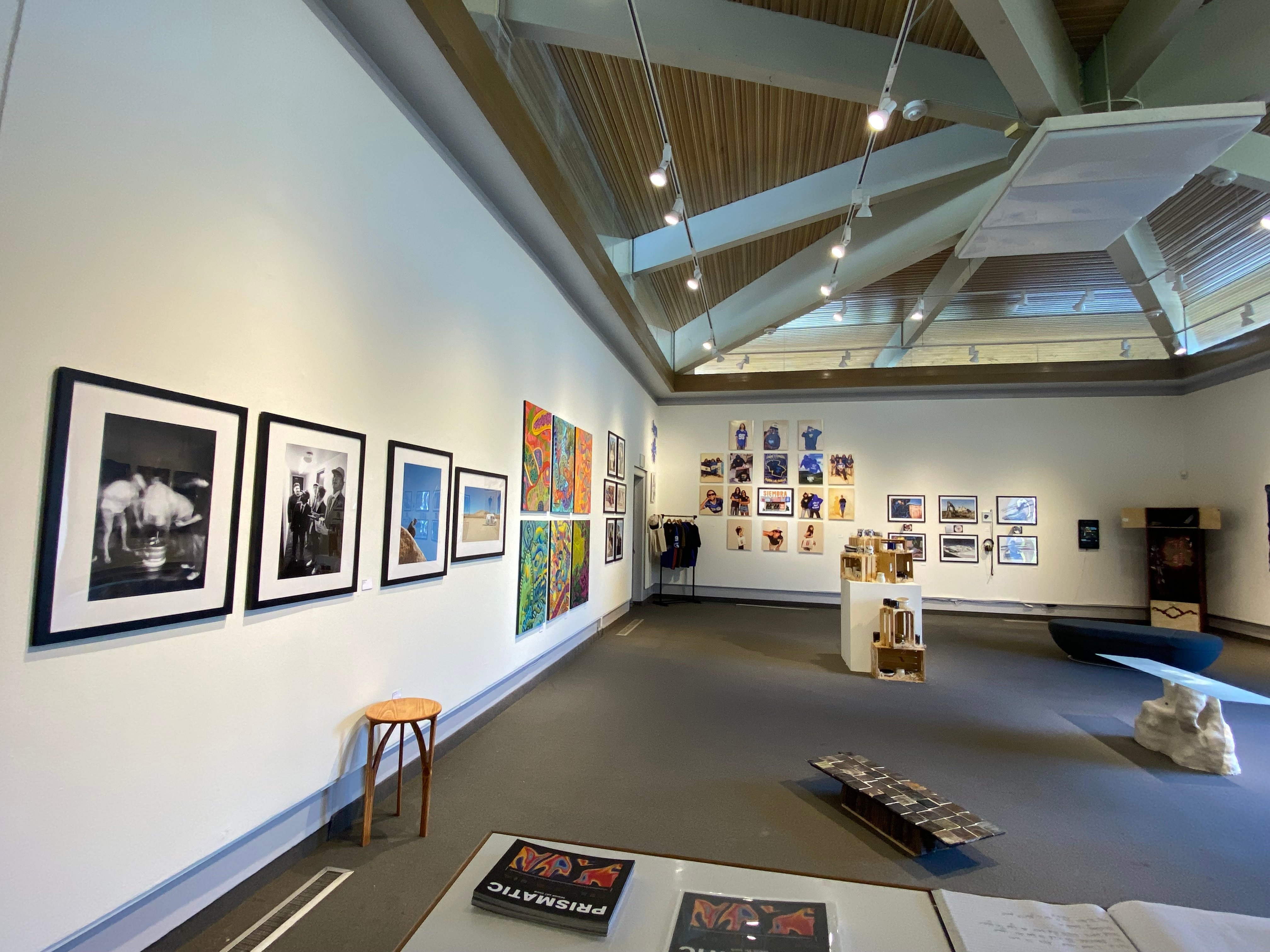 a room with art on the wall