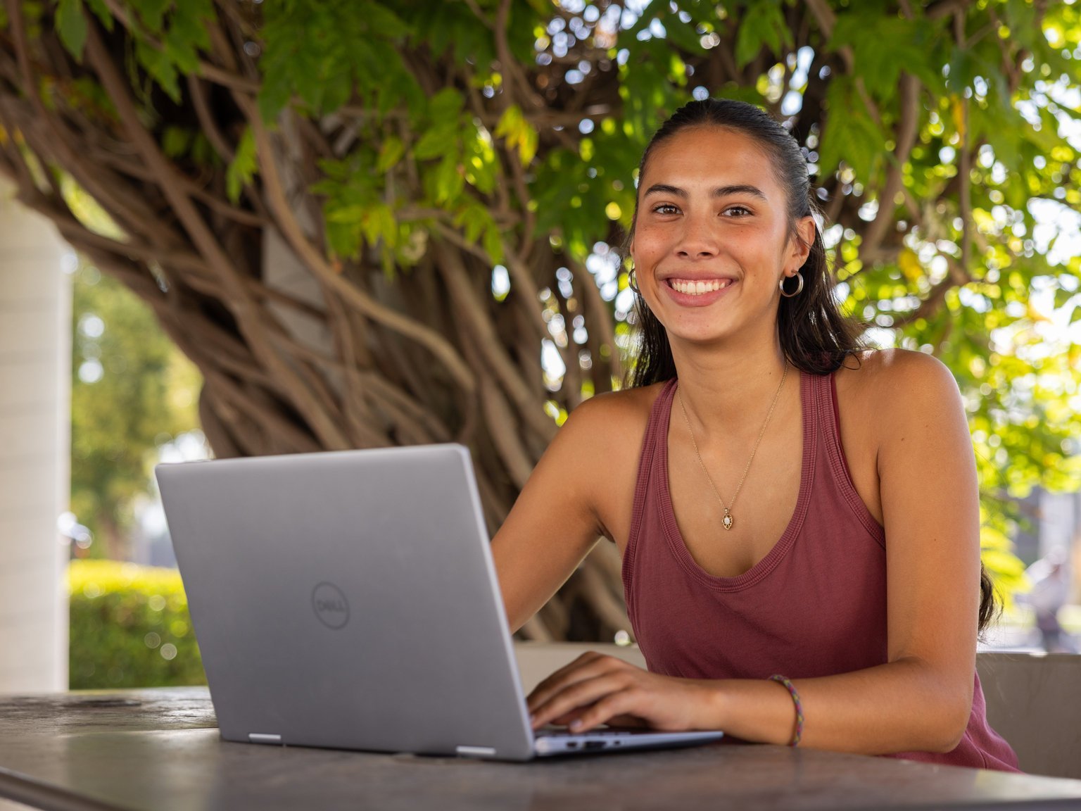 a person sitting at a table with a laptop