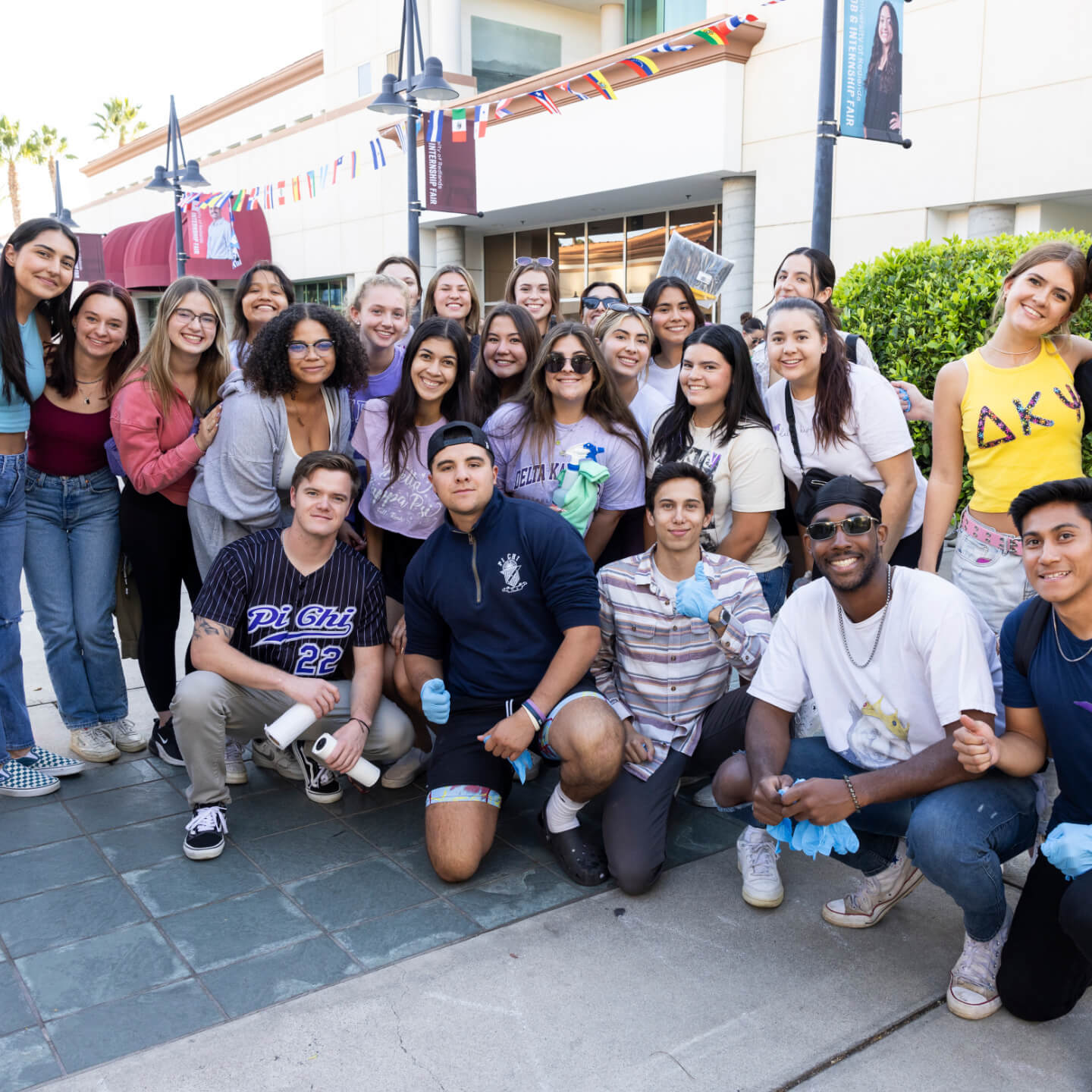 a group of people posing for a photo