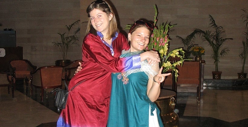 a couple of women posing for a picture