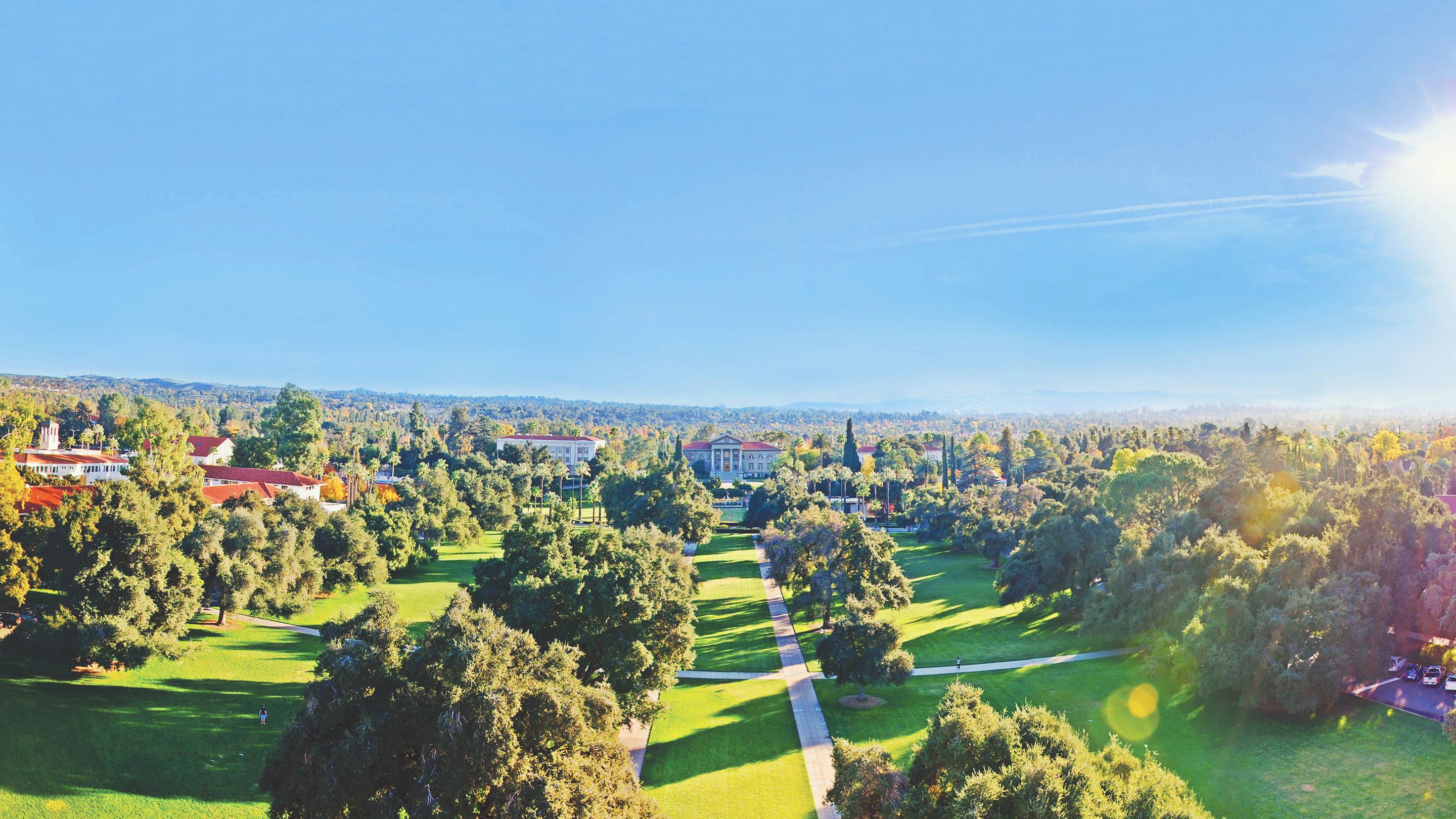 Media masthead - Main Redlands campus drone quad admin shot