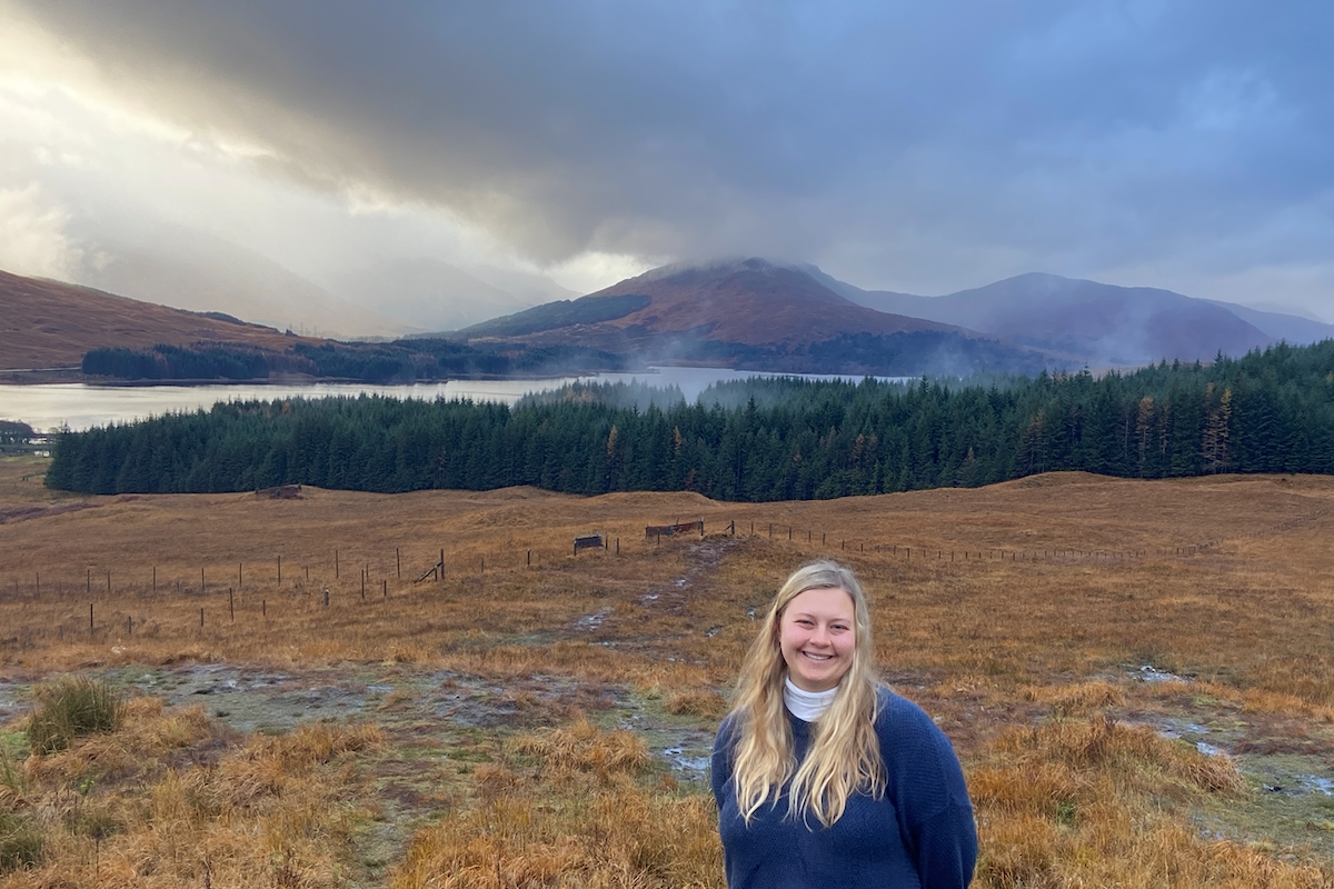 Katharina standing at the Bridge of Orchy in Isle of Skye.