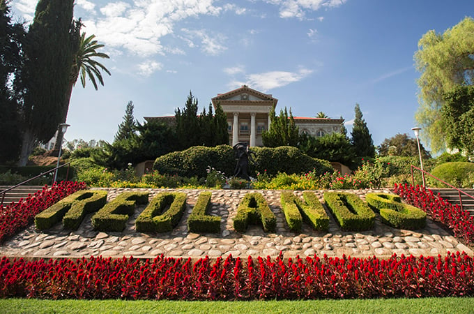 The Redlands hedge in front of the Administration Building.