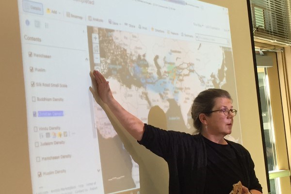 Professor Lillian Larsen demonstrating GIS