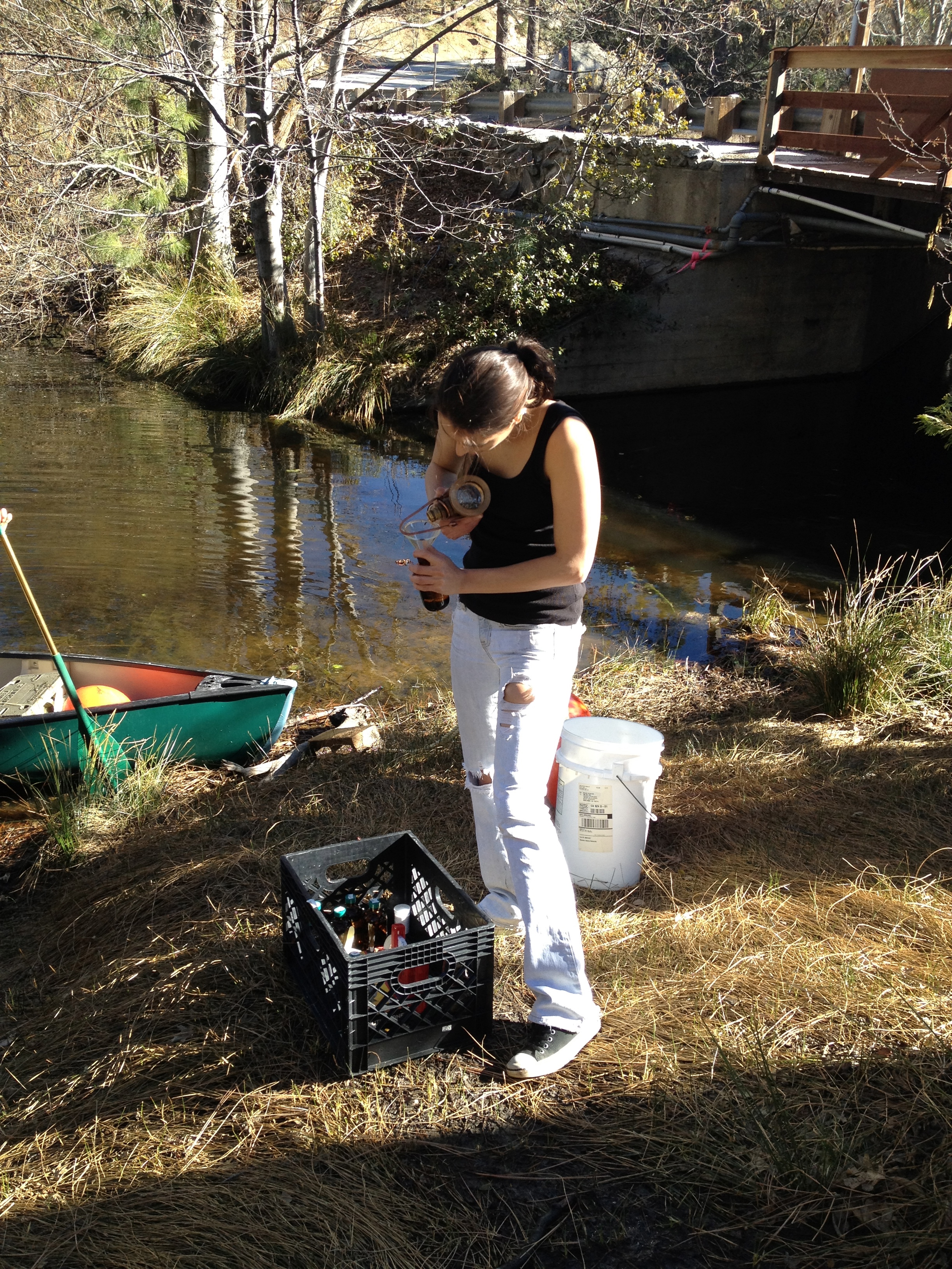 Student testing the waters at Fulmor.