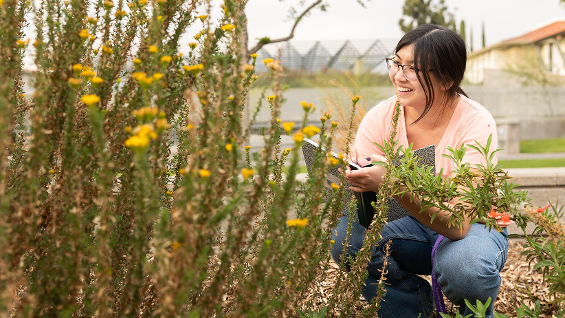 Bio student studying nature
