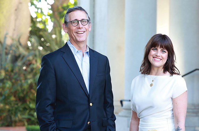 Daniel “Dan” Lewis ’81 (left) and Vanessa Wilkie ’00 and are curators at the Huntington Library. (Photo by Matt Reiter)